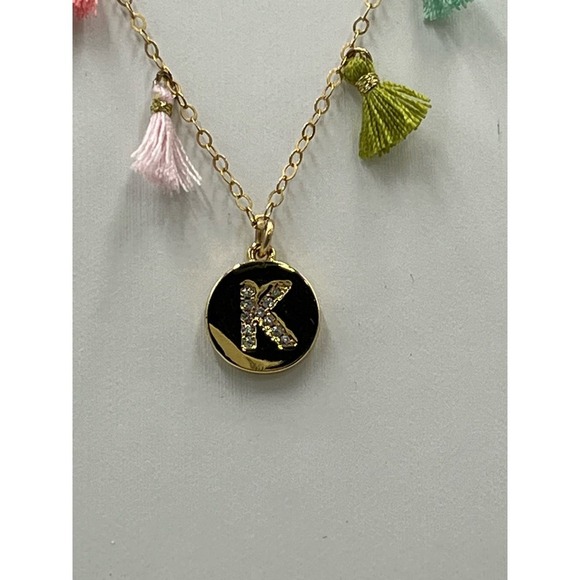 Molly Phillips Multicolor Fringe‎ Tassel Initial K Gold Tone Necklace - Picture 6 of 15